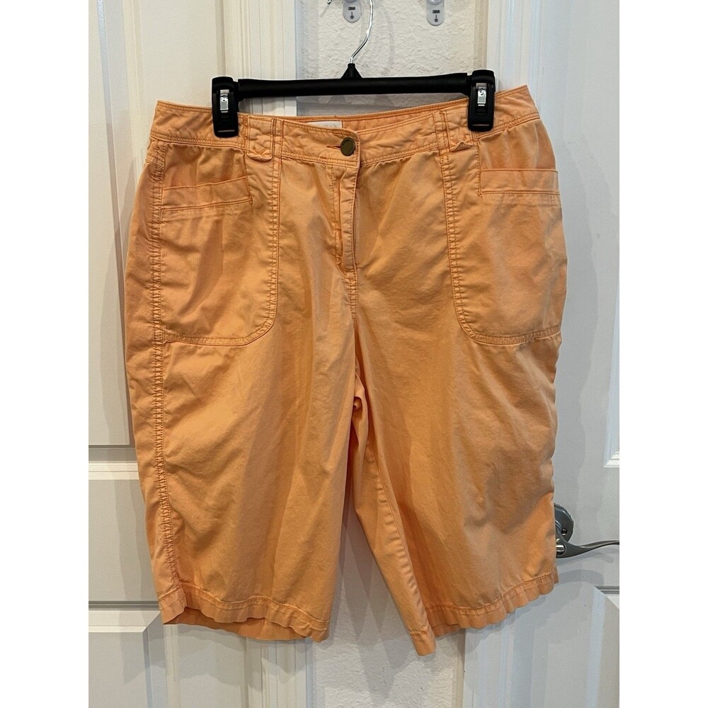 Chico's Shorts Women's Size 1.5 Orange Stretch Long Length Bermuda Shorts Sz 10